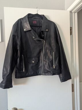 Olivia Miller Black Faux Leather Moto-Style Jacket
